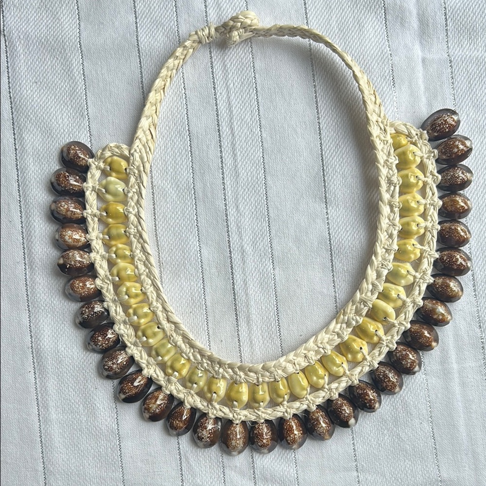 Handcrafted Cream and Brown Beaded Necklace